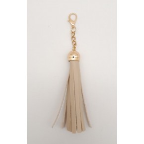 Çanta Aksesuar Bej Suni Deri Kovanlı Püskül Light Gold Metalli