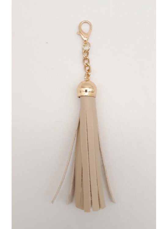 Çanta Aksesuar Bej Suni Deri Kovanlı Püskül Light Gold Metalli