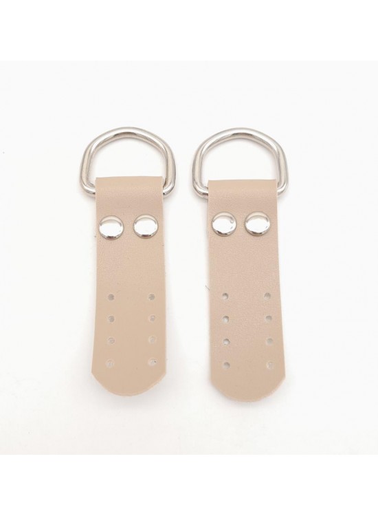 Çanta Aksesuar Bej Tek Kat Suni Deri Sapucu Böce Gümüş Metalli