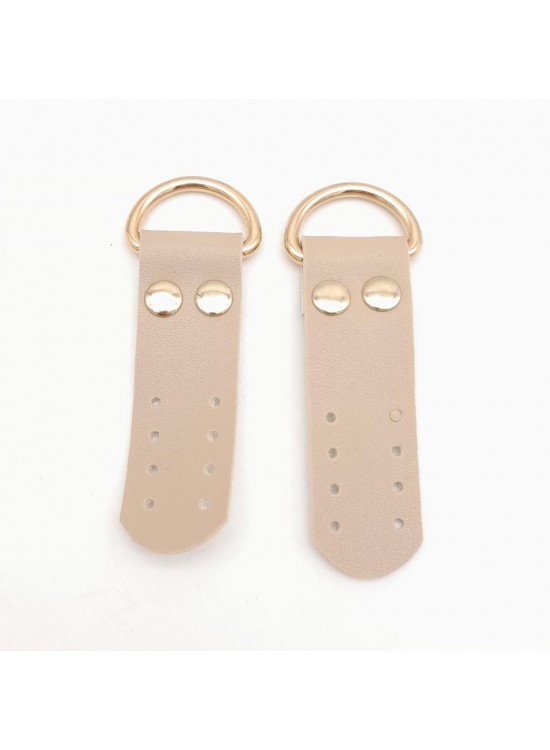 Çanta Aksesuar Bej Tek Kat Suni Deri Sapucu Böce Light Gold Metalli