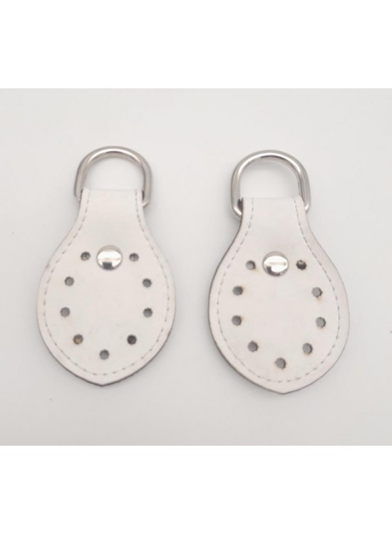 Çanta Aksesuar Beyaz Çift Kat Dikişli Suni Deri Sapucu Böce Gümüş Metalli