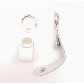 Çanta Aksesuar Beyaz Gerçek Deri Çıtçıtlı Sapucu Böce Gümüş Metalli