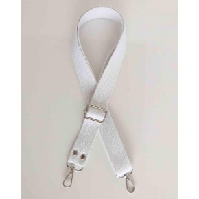 Çanta Aksesuar Beyaz Pamuklu Kolon Ayarlamalı Çanta Sapı Gümüş Metal