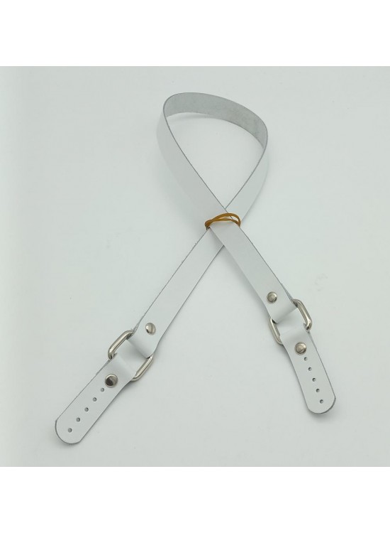 Çanta Aksesuar Beyaz Renk Kare İki Model Gerçek Deri Çanta Sapı (Gümüş Metal)