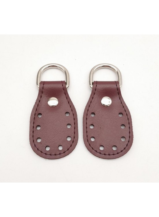 Çanta Aksesuar Bordo Çift Kat Dikişli Suni Deri Sapucu Böce Gümüş Metalli