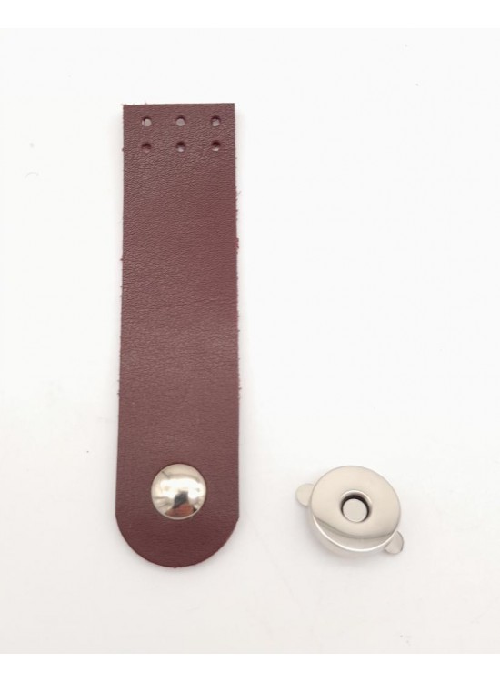Çanta Aksesuar Bordo Renk Tek Kat Suni Deri Kapak 10.5x2.5 cm Gümüş Metal