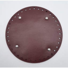 Çanta Aksesuar Bordo Suni Deri 22 cm Yuvarlak Çanta Tabanı Gümüş Metalli