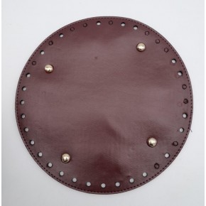 Çanta Aksesuar Bordo Suni Deri 22 cm Yuvarlak Çanta Tabanı Light Gold Metalli