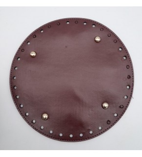 Çanta Aksesuar Bordo Suni Deri 22 cm Yuvarlak Çanta Tabanı Light Gold Metalli