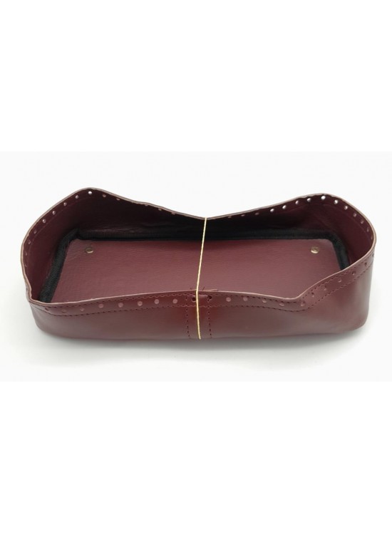 Çanta Aksesuar Bordo Suni Deri 28x13 cm Yüksek Çanta Tabanı Light Gold Metalli