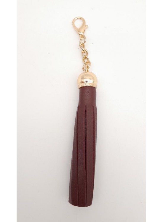 Çanta Aksesuar Bordo Suni Deri Kovanlı Püskül Light Gold Metalli