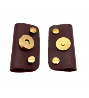 Çanta Aksesuar Bordo Suni Derili Troklu Mıknatıslı Çıtçıt Light Gold Metalli