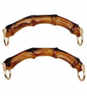 Çanta Aksesuar C Model Bambu Görünümlü 14 cm Çift Sap Light Gold Metalli