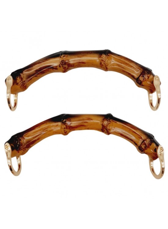 Çanta Aksesuar C Model Bambu Görünümlü 14 cm Çift Sap Light Gold Metalli
