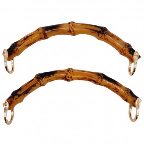 Çanta Aksesuar C Model Bambu Görünümlü 17 cm Çift Sap Light Gold Metalli