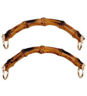 Çanta Aksesuar C Model Bambu Görünümlü 17 cm Çift Sap Light Gold Metalli