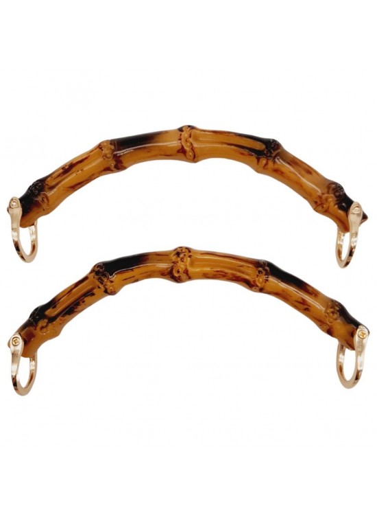 Çanta Aksesuar C Model Bambu Görünümlü 17 cm Çift Sap Light Gold Metalli