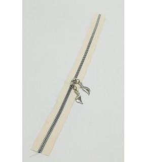 Çanta Aksesuar Çift Başlı Krem Fermuar Gümüş Metal 40 Cm