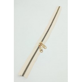 Çanta Aksesuar Çift Başlı Krem Fermuar Light Gold Metal 40 Cm