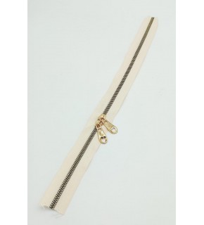 Çanta Aksesuar Çift Başlı Krem Fermuar Light Gold Metal 40 Cm