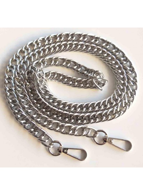 Çanta Aksesuar Çift Halkalı Gümüş Zincir Kancalı 1 Metre