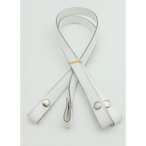 Çanta Aksesuar Çift Kat Dikişli Suni Deri Beyaz Çıtçıtlı Çanta Sapı 70 cm Gümüş Metalli