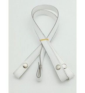 Çanta Aksesuar Çift Kat Dikişli Suni Deri Beyaz Çıtçıtlı Çanta Sapı 70 cm Gümüş Metalli