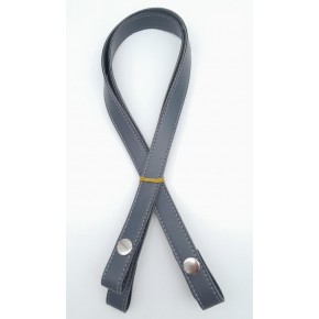 Çanta Aksesuar Çift Kat Dikişli Suni Deri Gri Çıtçıtlı Çanta Sapı 70 cm Gümüş Metalli