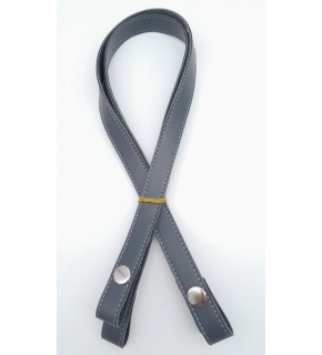 Çanta Aksesuar Çift Kat Dikişli Suni Deri Gri Çıtçıtlı Çanta Sapı 70 cm Gümüş Metalli