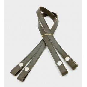 Çanta Aksesuar Çift Kat Dikişli Suni Deri Haki Çıtçıtlı Çanta Sapı Gümüş Metalli