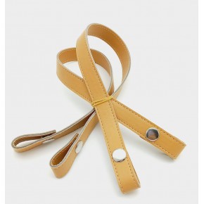 Çanta Aksesuar Çift Kat Dikişli Suni Deri Hardal Sarı Çıtçıtlı Çanta Sapı 50 cm Gümüş Metalli