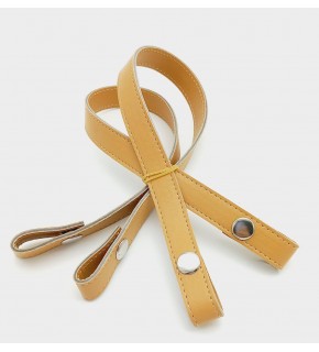 Çanta Aksesuar Çift Kat Dikişli Suni Deri Hardal Sarı Çıtçıtlı Çanta Sapı 50 cm Gümüş Metalli