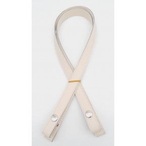 Çanta Aksesuar Çift Kat Dikişli Suni Deri Krem Çıtçıtlı Çanta Sapı 70 cm Gümüş Metalli