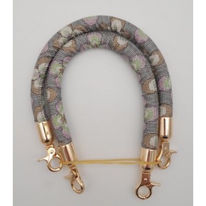 Çanta Aksesuar Çift Kısa Kordon Çanta Sapı Gri Lila Çiçekli Light Gold Metalli