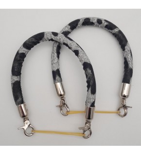 Çanta Aksesuar Çift Kısa Kordon Çanta Sapı Gri Siyah Leopar Gümüş Metalli