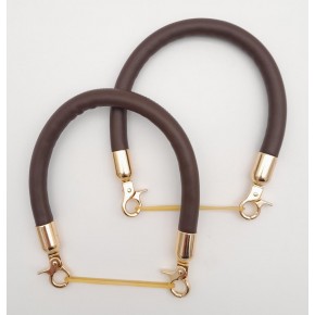 Çanta Aksesuar Çift Kısa Kordon Çanta Sapı Koyu Kahverengi Light Gold Metalli