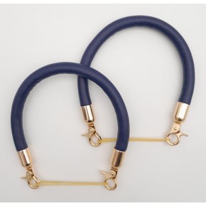 Çanta Aksesuar Çift Kısa Kordon Çanta Sapı Lacivert Renk Light Gold Metalli