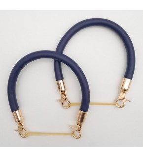 Çanta Aksesuar Çift Kısa Kordon Çanta Sapı Lacivert Renk Light Gold Metalli