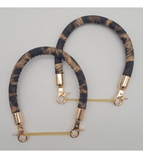 Çanta Aksesuar Çift Kısa Kordon Çanta Sapı Leopar Light Gold Metalli