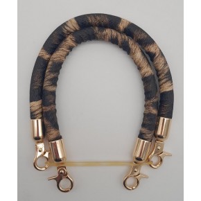 Çanta Aksesuar Çift Kısa Kordon Çanta Sapı Leopar Light Gold Metalli