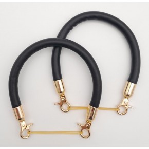 Çanta Aksesuar Çift Kısa Kordon Çanta Sapı Siyah Renk Light Gold Metalli