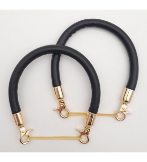 Çanta Aksesuar Çift Kısa Kordon Çanta Sapı Siyah Renk Light Gold Metalli