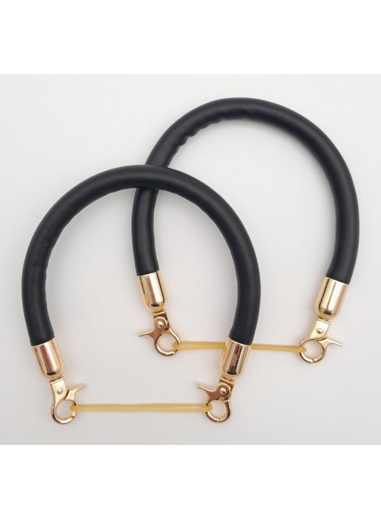 Çanta Aksesuar Çift Kısa Kordon Çanta Sapı Siyah Renk Light Gold Metalli