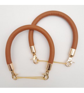 Çanta Aksesuar Çift Kısa Kordon Çanta Sapı Taba Renk Light Gold Metalli