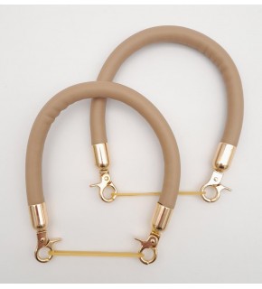 Çanta Aksesuar Çift Kısa Kordon Çanta Sapı Vizon Renk Light Gold Metalli