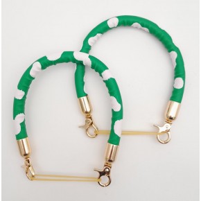 Çanta Aksesuar Çift Kısa Kordon Çanta Sapı Yeşil Beyaz Leopar Light Gold Metalli