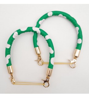 Çanta Aksesuar Çift Kısa Kordon Çanta Sapı Yeşil Beyaz Leopar Light Gold Metalli