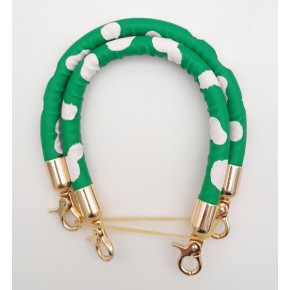 Çanta Aksesuar Çift Kısa Kordon Çanta Sapı Yeşil Beyaz Leopar Light Gold Metalli