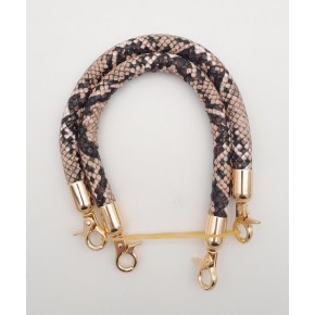 Çanta Aksesuar Çift Kısa Kordon Çanta Sapı Yılan Derisi Desen Light Gold Metalli