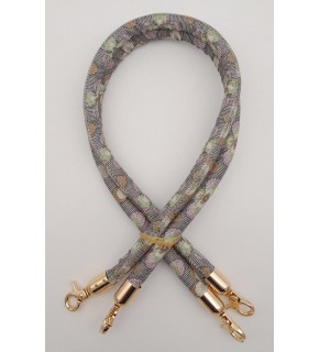 Çanta Aksesuar Çift Kordon Çanta Sapı Gri Lila Çiçekli Light Gold Metalli